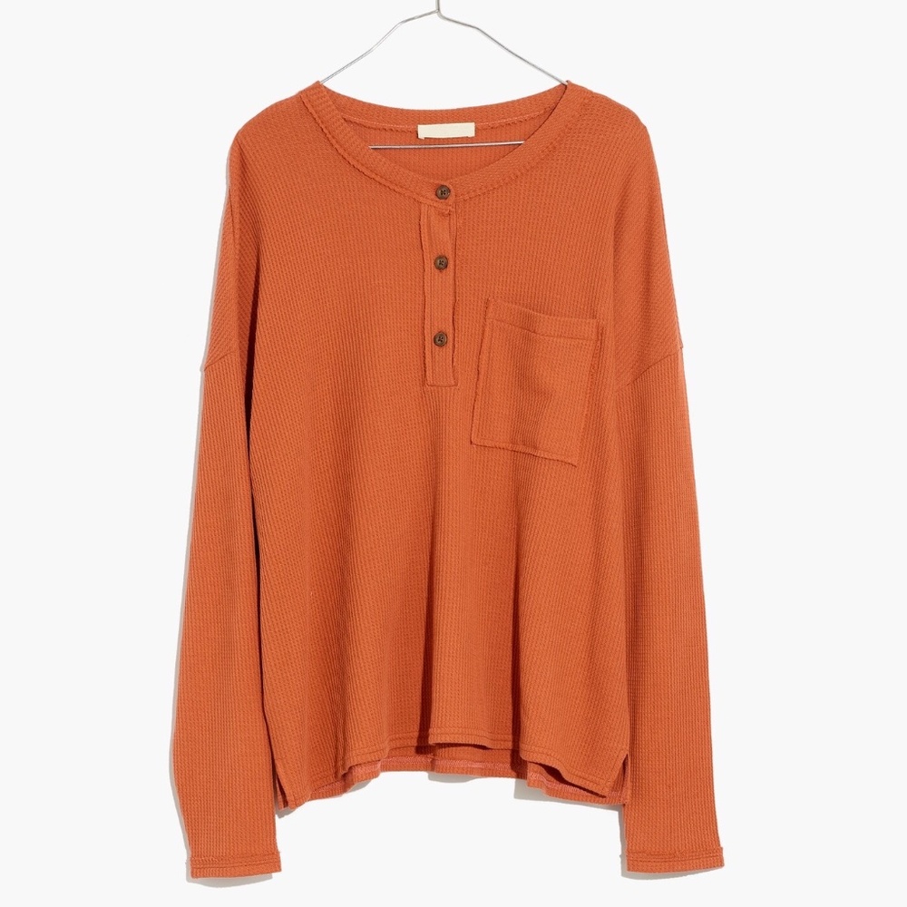 Waffle Knit Henley Top